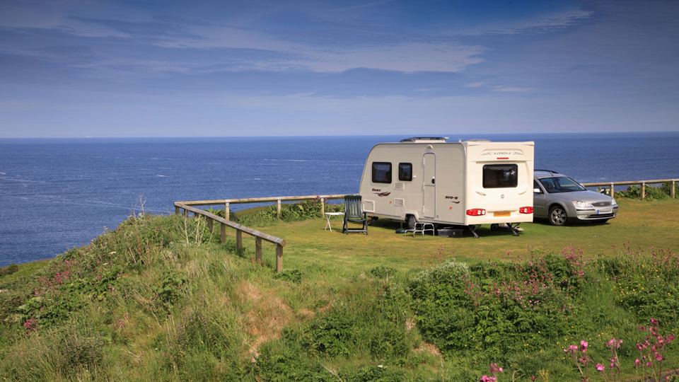 Caravan on the clifftop pitch