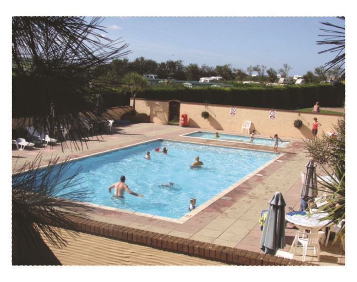 Outdoor pool with swimmers