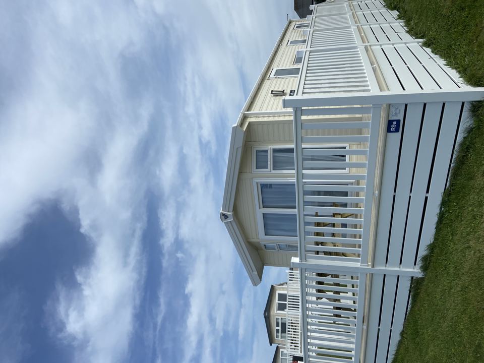 Static caravan from a low angle