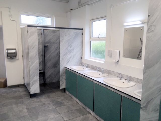 Inside the toilet block