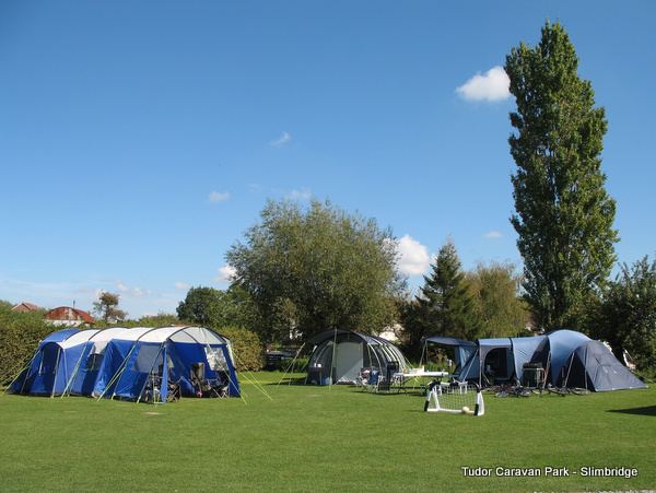 Tents on the grass field