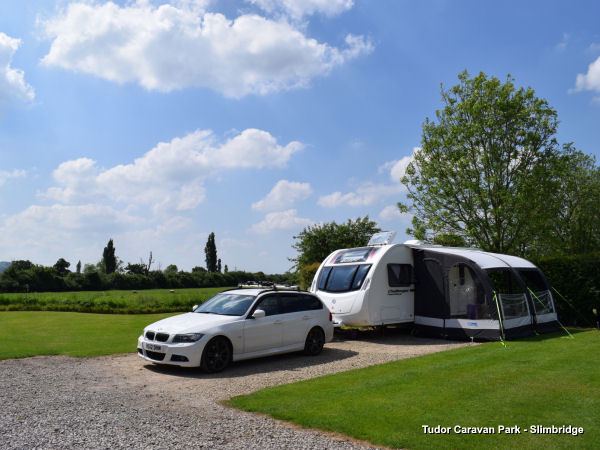 Caravan on gravel hardstanding