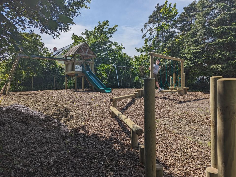 Play area with timber frames
