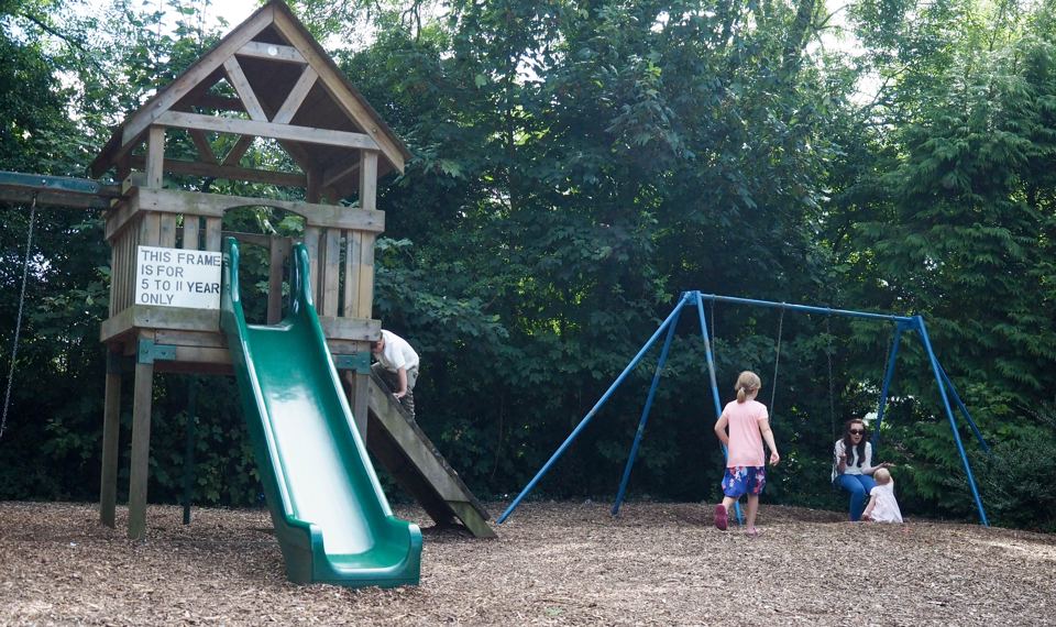 Climbing frame and swings