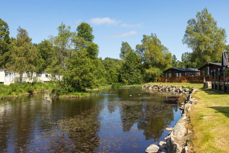 Pond beside the lodges