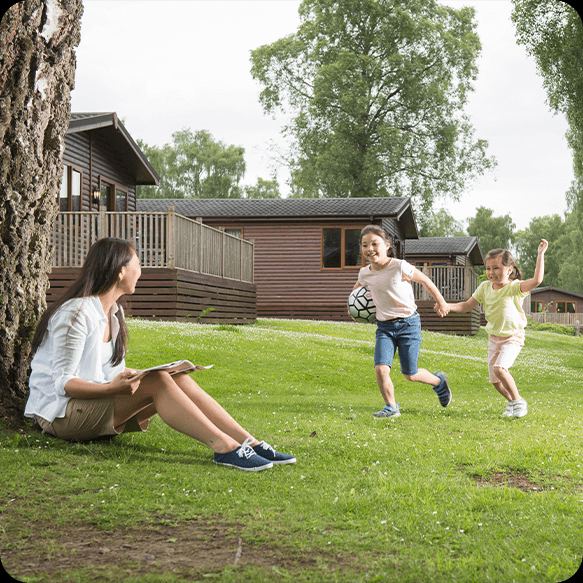 Lodges and lawn