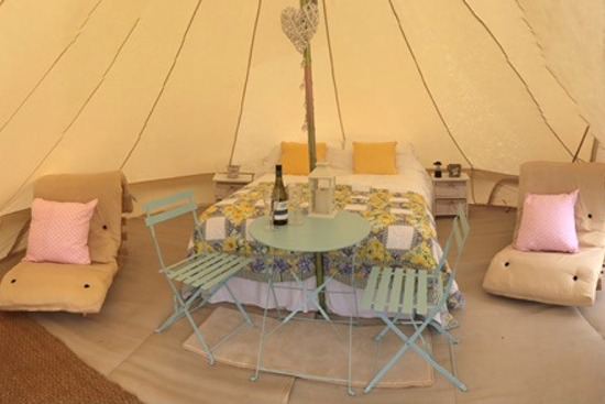 Inside the bell tent