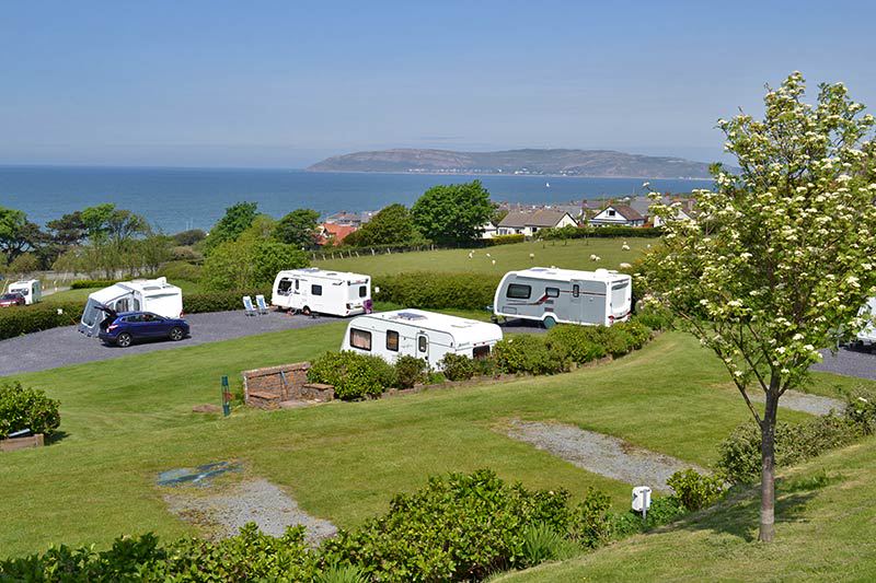 Terraced pitches above the coast