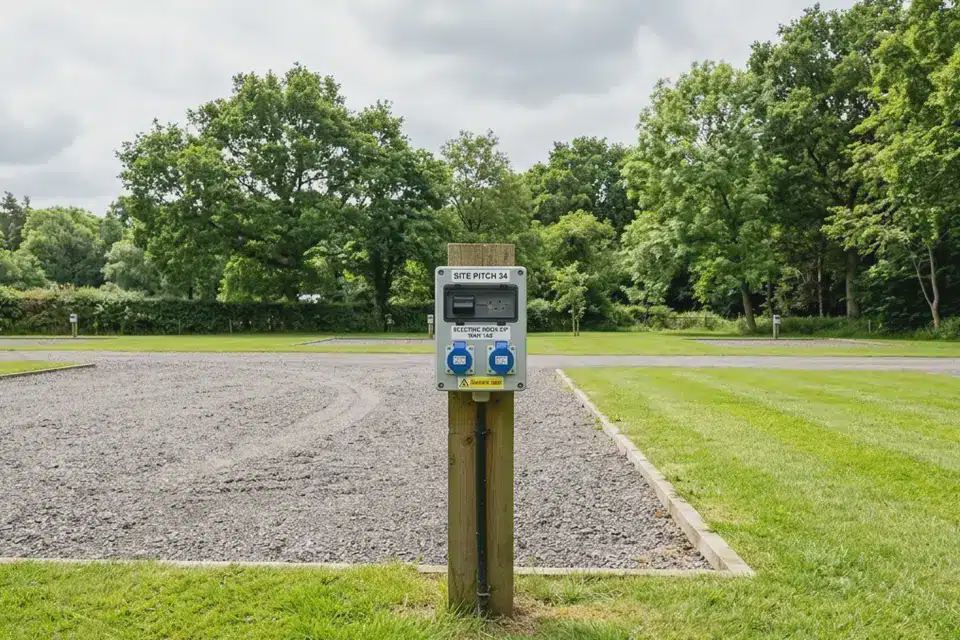 Hardstanding pitch with hook-up
