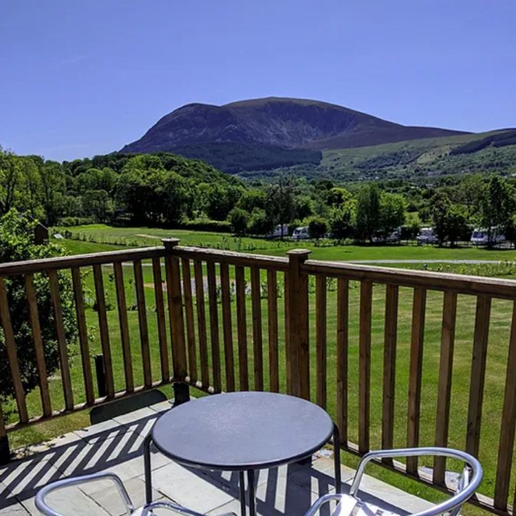 Mountain view from a lodge deck