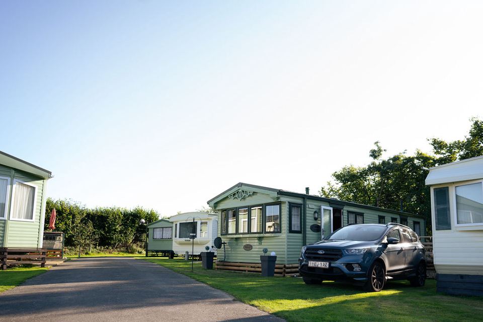 Caravan row along the park road