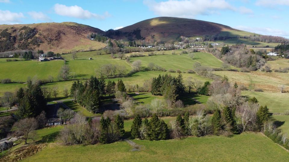 Aerial view of the valley village