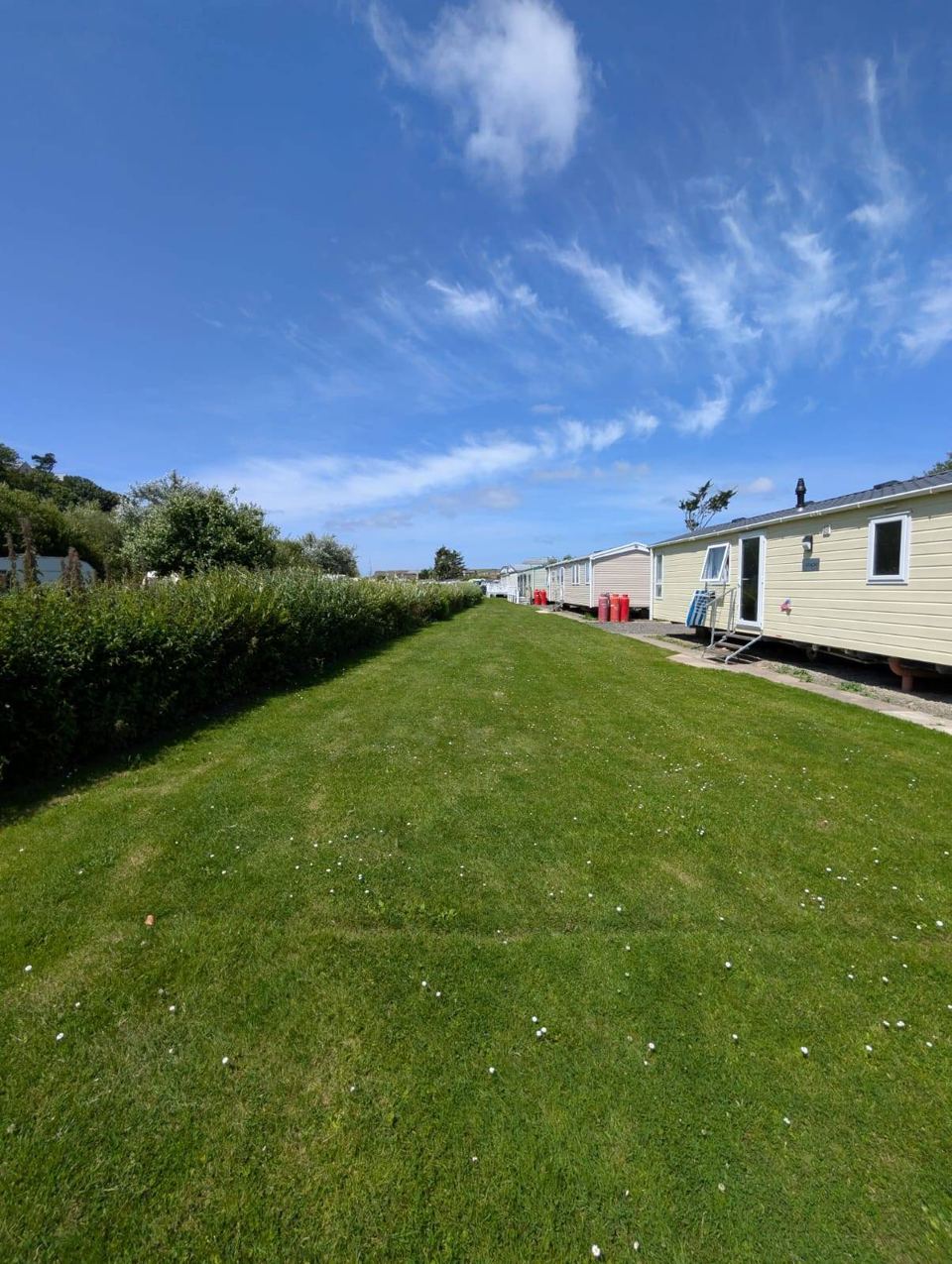 Static caravans along the lawn