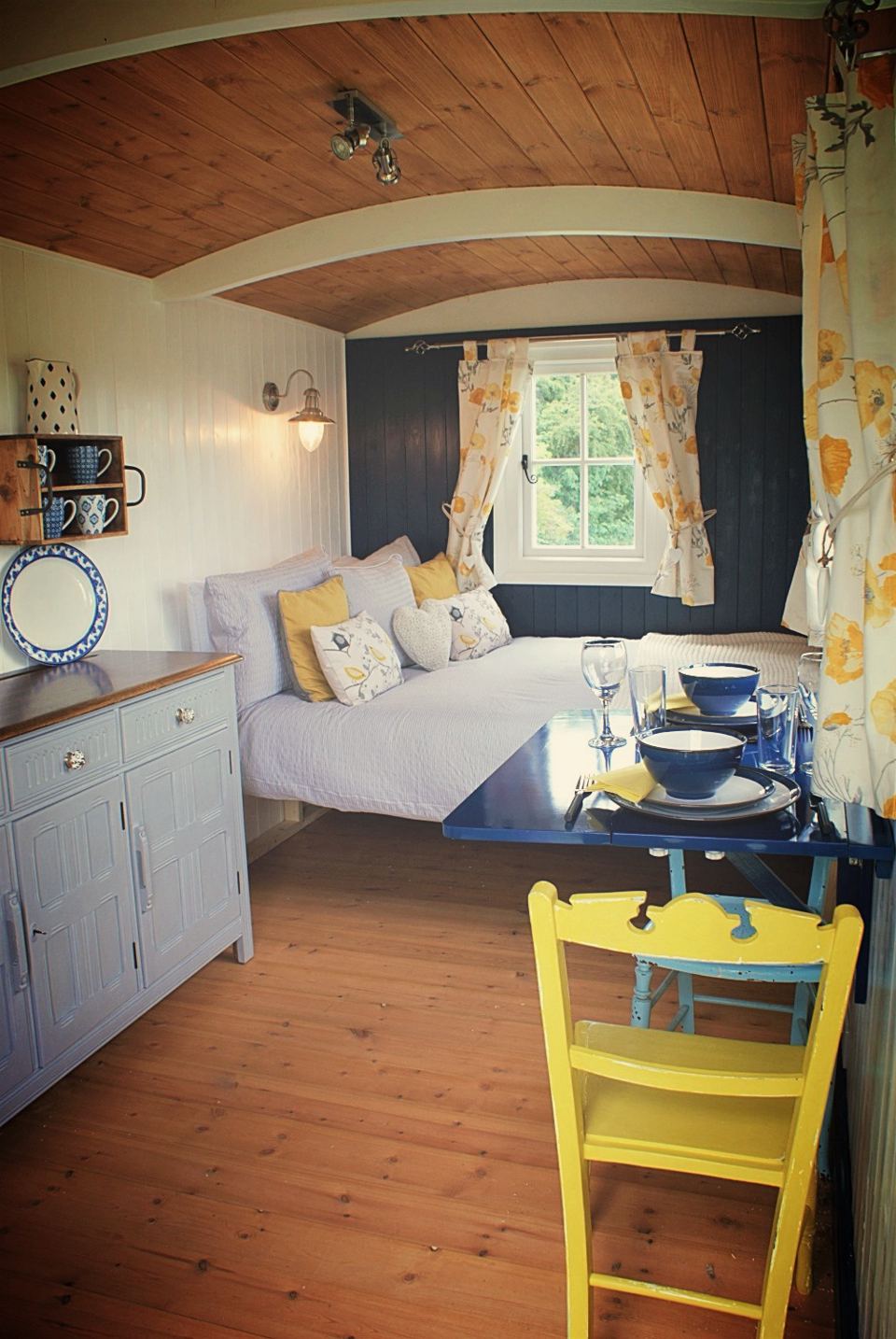 Hut kitchen and sitting area