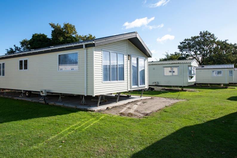 Holiday caravan on the grass