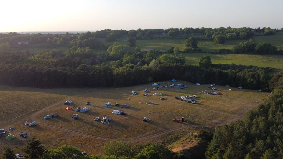 Campsite field from above