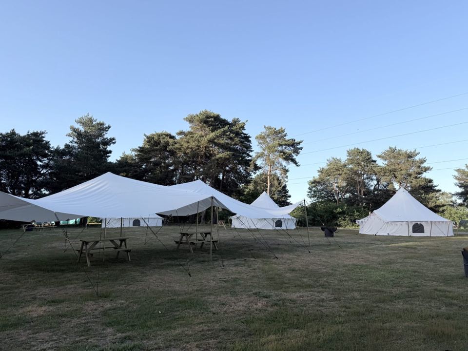 Bell tents on the grass