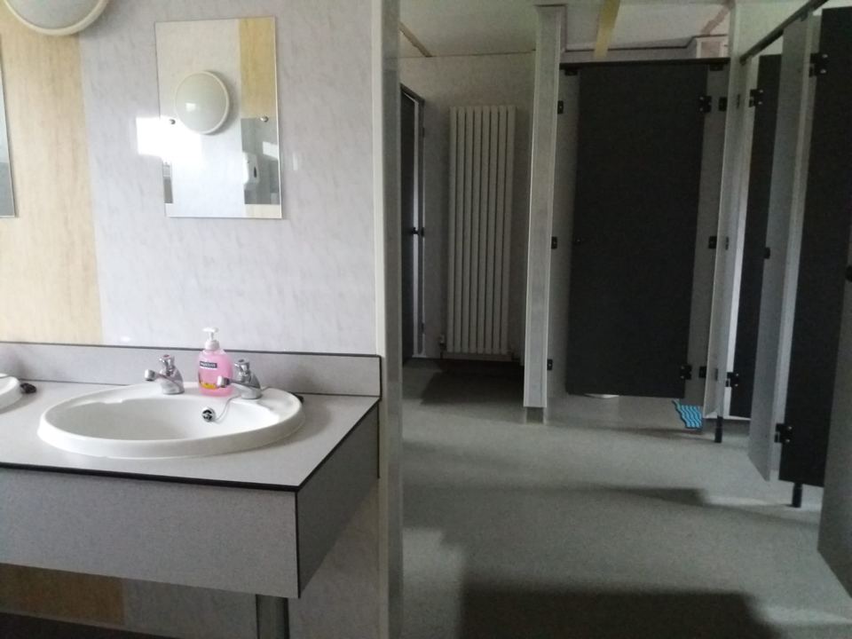 Inside the toilet block