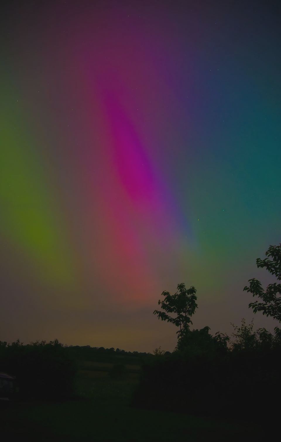 Northern lights over the field