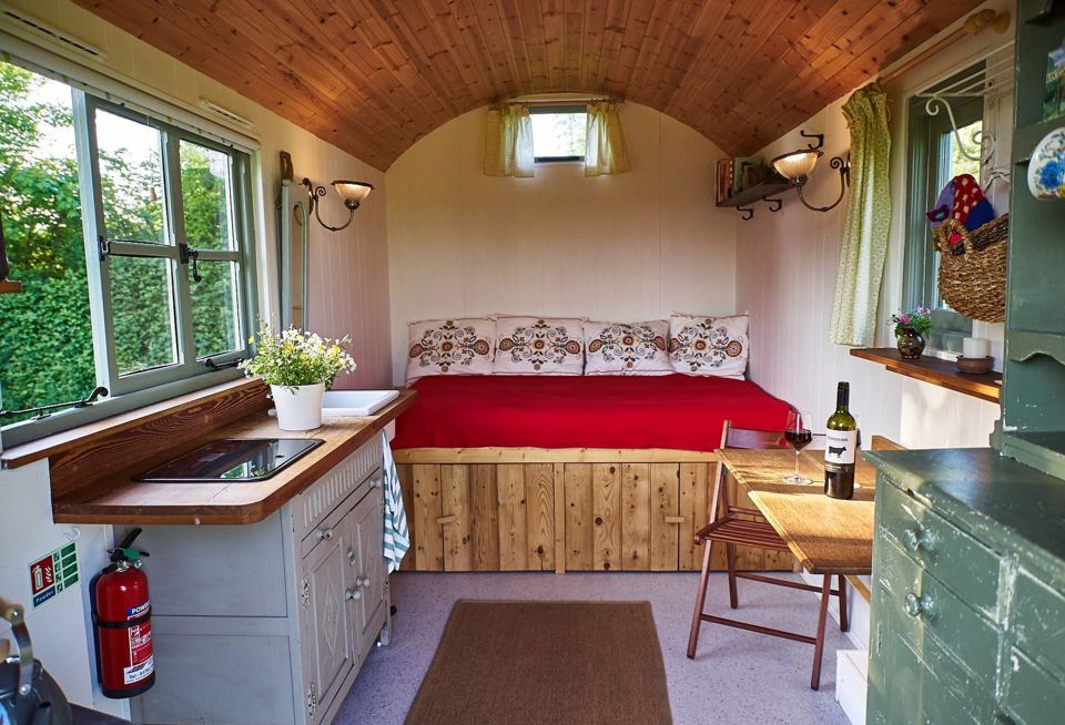 Inside the shepherd's hut