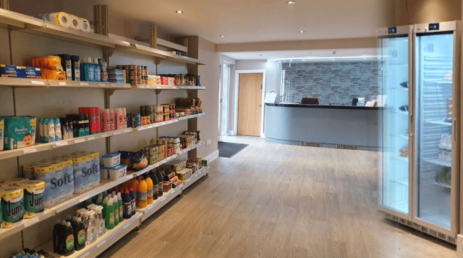 Convenience shop by reception