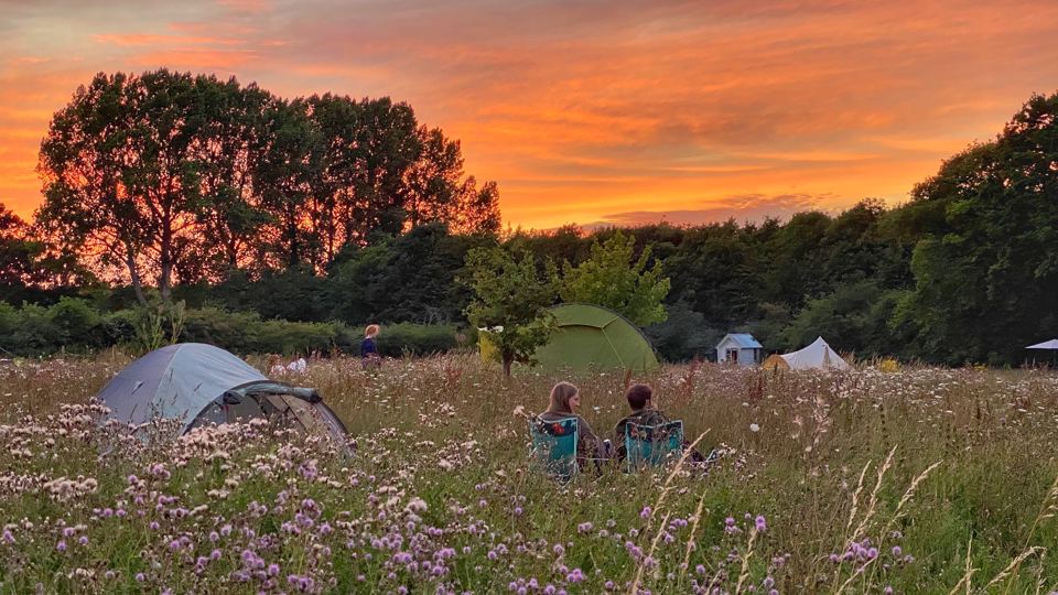 Camping at sunset