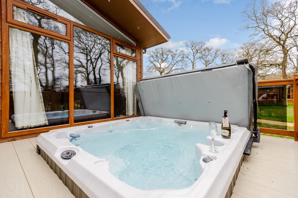 Hot tub on lodge decking