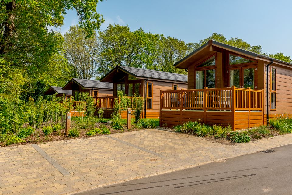 Lodges along a paved path
