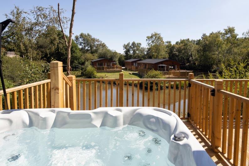 Hot tub on a lodge deck