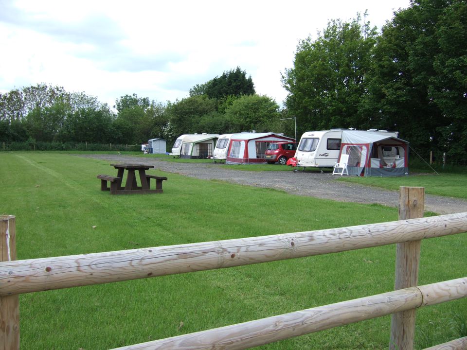Caravans along the hedge