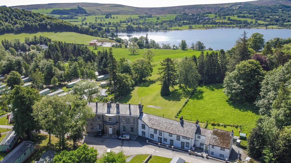 Aerial view of the park by the lake