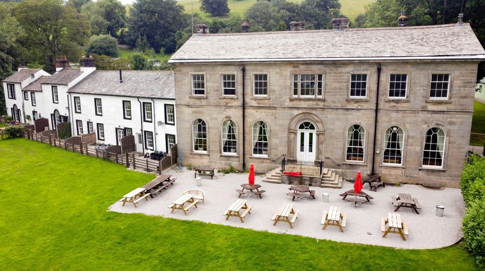 Hall terrace with picnic benches