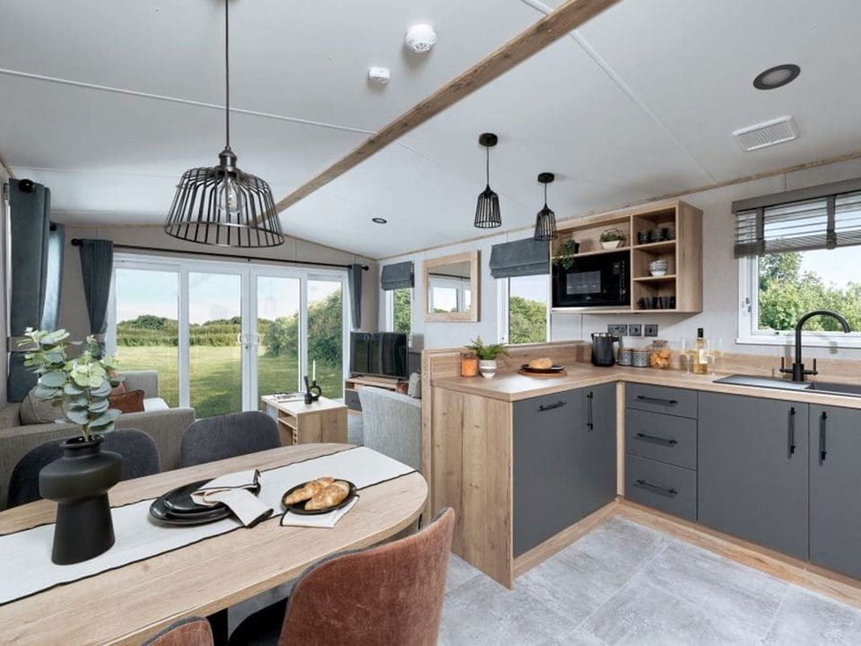 Open-plan kitchen and dining