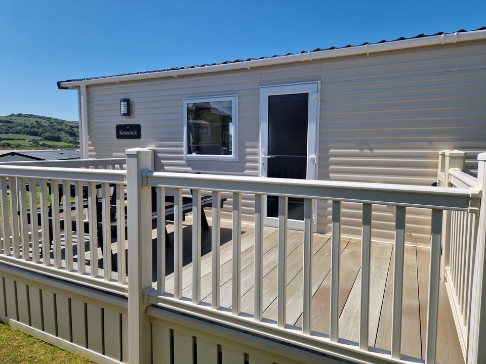 Caravan with decking