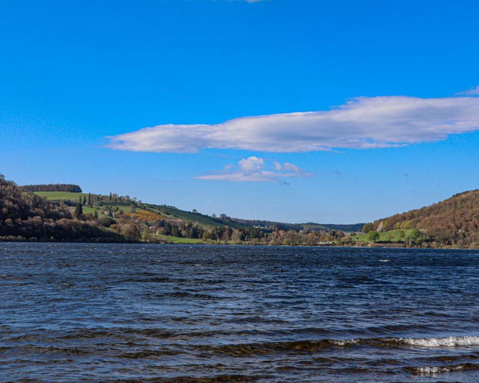 Lake and hills from the shore