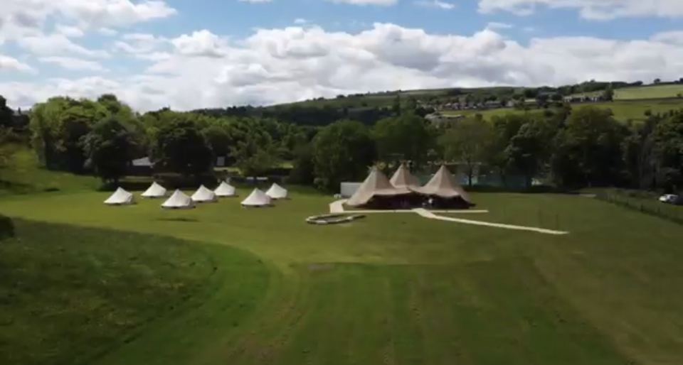 Field with bell tents and tipis
