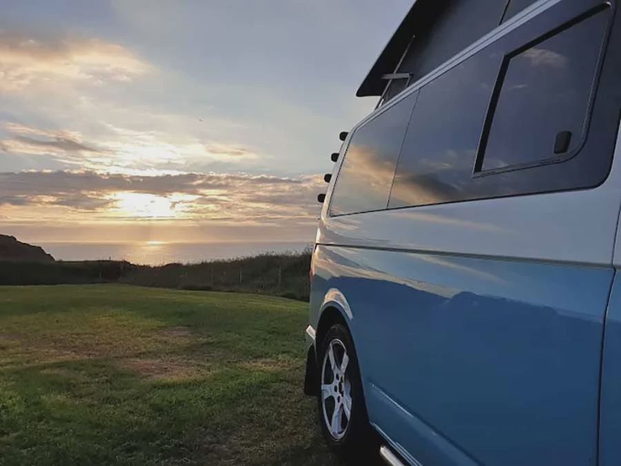Campervan at sunset
