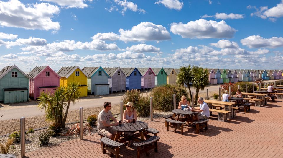 Terrace by the beach huts