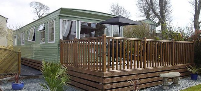 Holiday caravan with decking