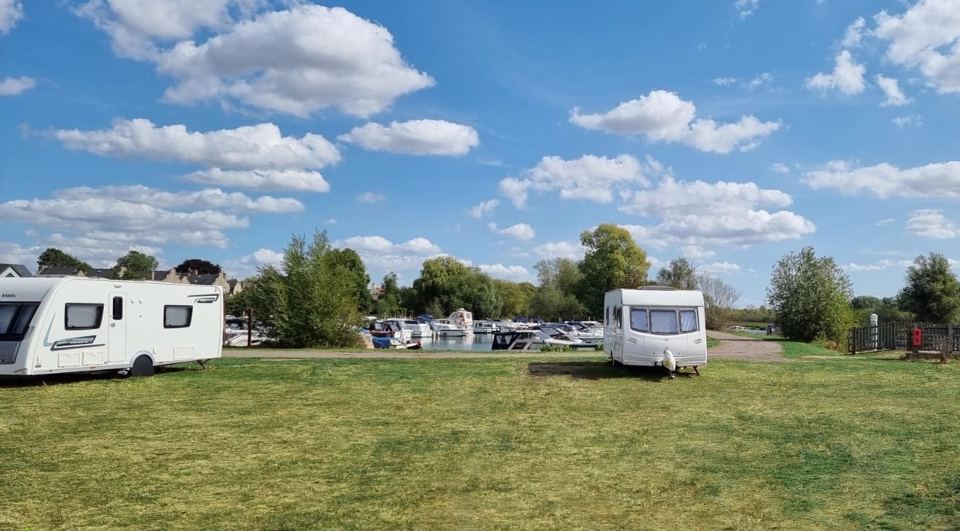 Touring pitches by the marina