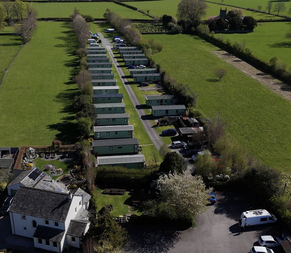 Aerial view of the static caravans