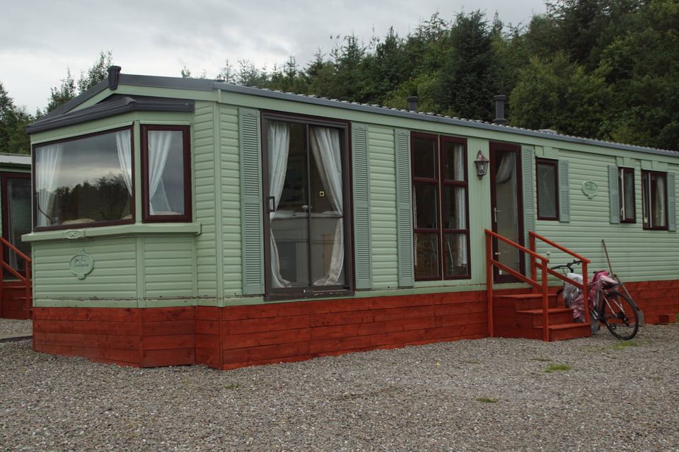 Green static caravan