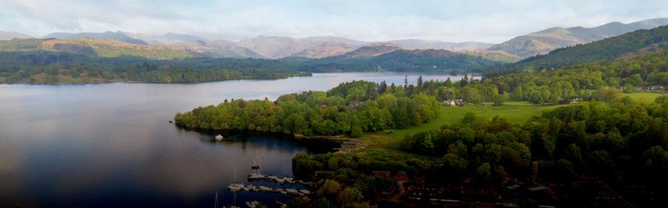 Lake and hills from above