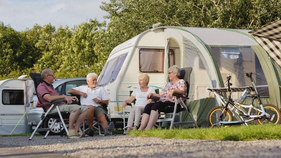 Caravan with awning
