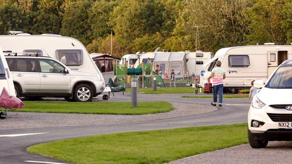 Hardstanding pitches and road
