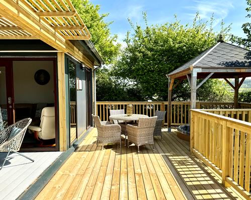 Lodge decking with gazebo