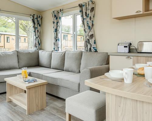 Kitchen and sofa inside the lodge