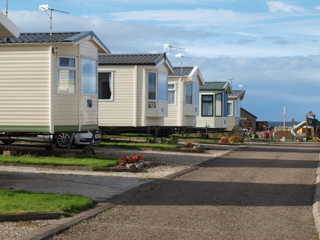 Row of caravans on the lower level