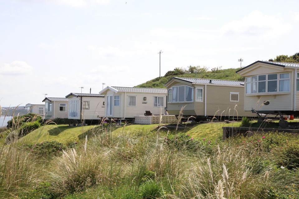 Caravans on the grassy bank