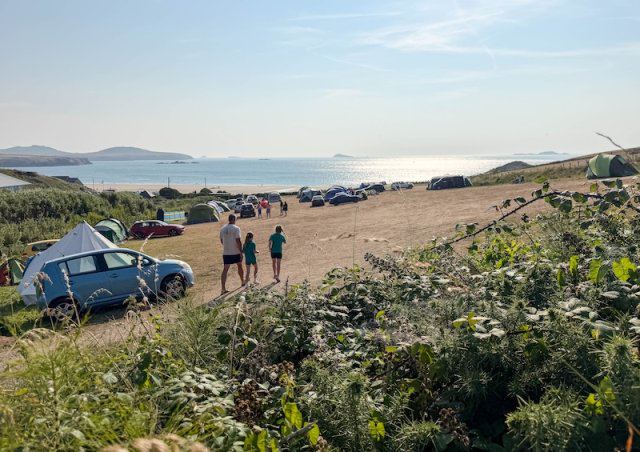 Tents on the slope to the sea